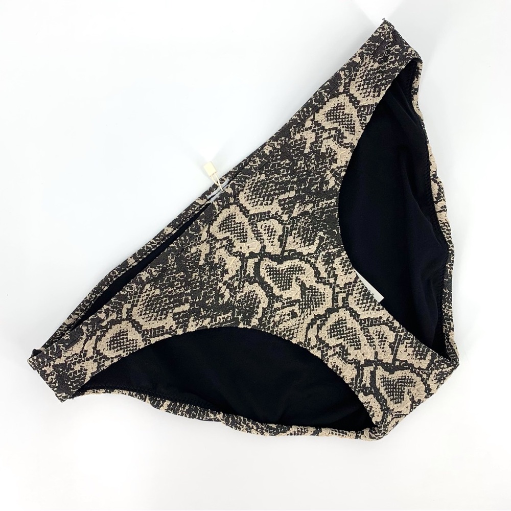 Oysho NWT Beige and Black Textured Snake Skin Print ClassicBikini Bottoms, Small